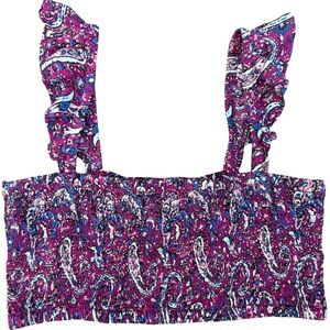 Nanette Lenore - Women’s Suzie Smocked Paisley Cropped Top - EUC